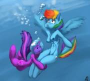 Twilight's Pegasus Plunge [Aquaphilia, Drowning, F/F, Rainbow X Twilight, 7 Pages, ...