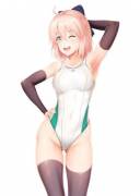 One-Piece Swimsuit W/ Thighhighs