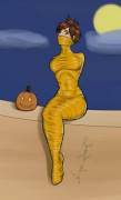 Tracer Encased In A Mummy Costume For Halloween. (Hopee1943)