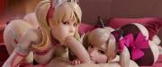 Pink Mercy And Black Cat D.va Giving Head