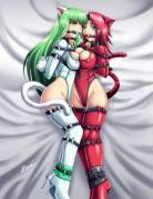 Two Ocs, Who Definitely Aren't Cc And Kallen From Code Geass, Belted Up