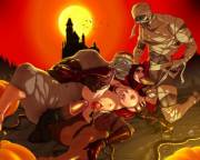 Double Teamed By Frankenstein And Mummy (Hijabolic)