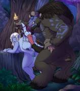 Tauren Enjoying Draenei And Night Elf (Iriedono) [Warcraft]