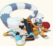 Sally Putting Tangle's Tail To Good Use (Feliscede)