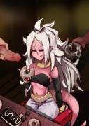 Android 21 Likes Her Donuts With Lots Of Cream (Polyle) [Dragon Ball]