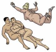 Pam Jumping Onto Archer And Some Guy.