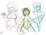 Mom, Nepeta, And Terezi In Corsets.