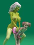 Little Shemale Getting Pumped By Big, Fat, Monster Cock, 3D/Cg