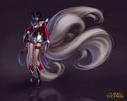 Concept Art Of Ahri With Gorgeous Tails