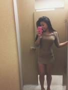 Sexy Brown Filipino Selfie Wear A Tight Brown Dress