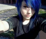 Paper White With Blue Hair