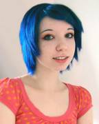 Cute Girl With Blue Hair