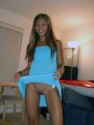 No Panties Under Blue Dress