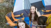 Three Besties Sucking Dick During Camping