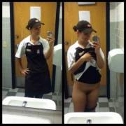 Ladies’ Room. What If Someone Walks In? She Might Need A Second Hair Net