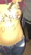 Asking All The Guys At The Party To Sign Her Titties