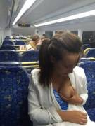One Boob Out On Public Transport.