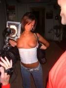 Flashing Her Tits In The Backroom