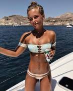 She's Enjoying A Cold One.