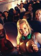 The Blonde On The Plane Shows Big Tits! [Pic]