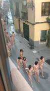 A Crowd Of Naked Women In Valencia [Gif]