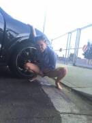 Miley Cyrus Using The Girls Parking Lot [Pic]