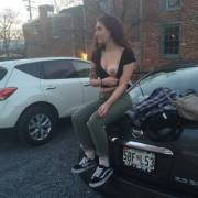 Showing Off Her Tan In Parking Area