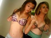 Two Teens Showing Off Their Animal Print Bras (Left Or Right?)