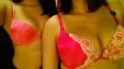 Two Girls Trying On Bombshell Bras In Vs Dressing Room
