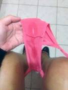 Pink Office Lady In The Bathroom