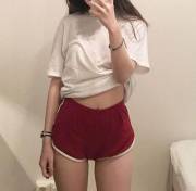 Selfie In Red Shorts