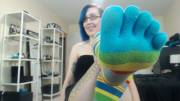 I Love My Stripey Toe Socks!