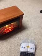 Warming Up Mr. Penguin By The Fire~