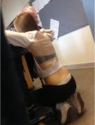 Leaning Against A Desk