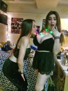 She's Wondering How Far Sh Can Put Her Face In