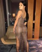 Demi Rose Showing Off Her Ass In Metallic Dress
