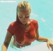 Can't Find A Higher Res Pic Of This Tight Wet Clingy Red Shirt Hottie.