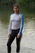 Girl In A Tight Wet Clingy Rowing Outfit!