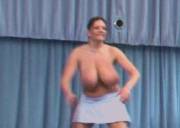 Nadine Playing Topless Tennis