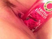 Shampoo Bottle In My Loose Pussy Hole.