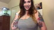 Showing Of[F] My Big Titties In Stripes