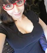 Nerd Slutty Girl Cropping Her Head To Make Room For Her Titties