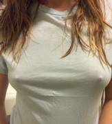 Braless Wife In T-Shirt