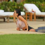 Kim Kardashian Wet T-Shirt Nipples In Mexico