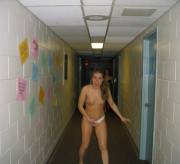 Caught Topless In The Hallway