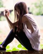 [Image] Demure Asian Teen - Clothed With Gapped Blouse Showing Small Titties And ...