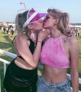 Friends Kissing For The Camera