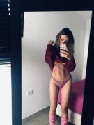 Cute Teen Selfie In Striped Socks