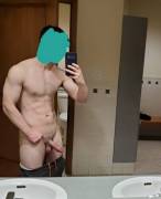First Time Taking A Pic Naked In A Public Locker Room. So Hot 
