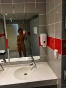 Risky Exhib In Public Toilet